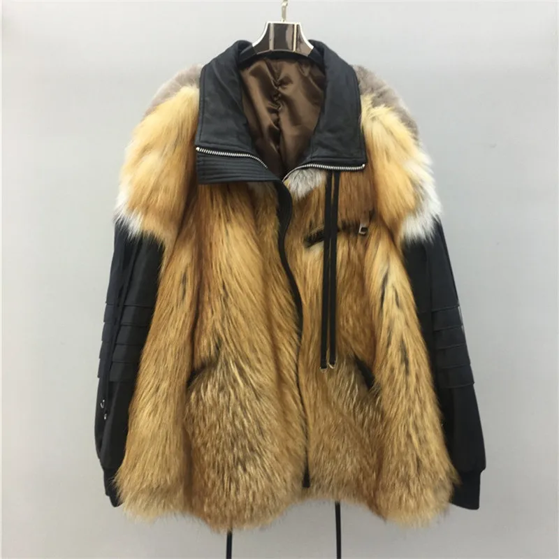 Женское пальто из 2021 натурального меха Красной лисы с длинным рукавом | Женская