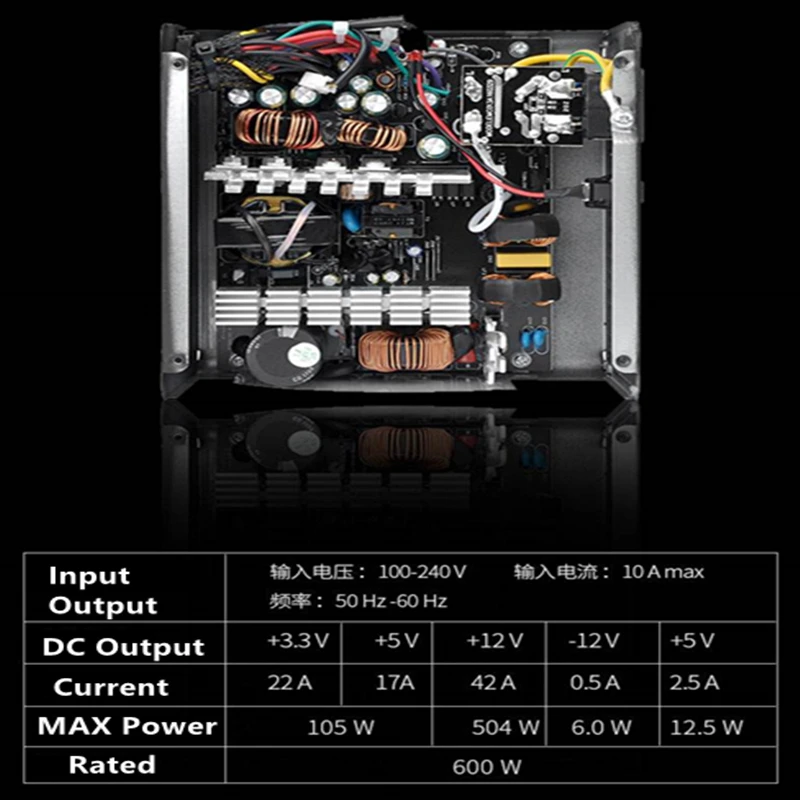 New PSU For Thermaltake(Tt) Smart RGB 600W ATX 12V Silent Power Supply for Desktop Mainframe Power Supply SPR-600AH2NK-1