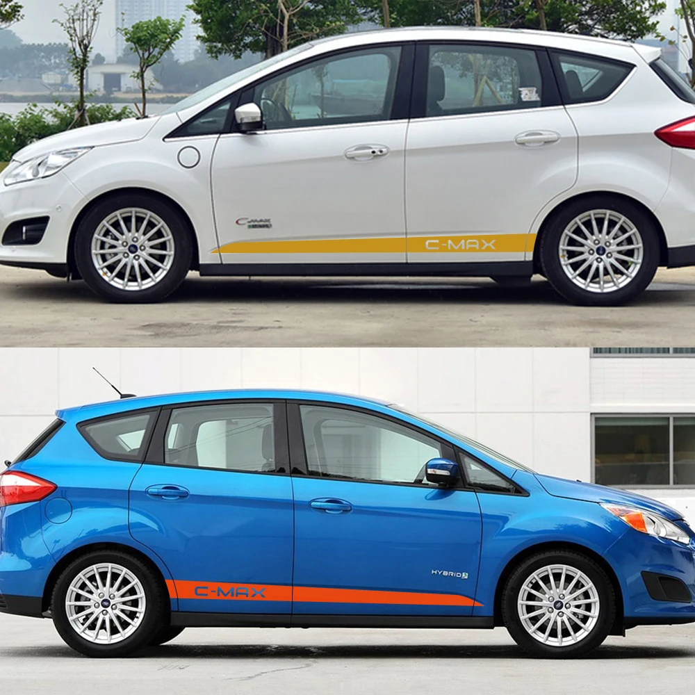 2 шт., автомобильные наклейки с полосками на дверь автомобиля для Ford C-MAX, виниловая пленка для автомобиля, наклейки для спортивного стайлинга, аксессуары для тюнинга автомобиля