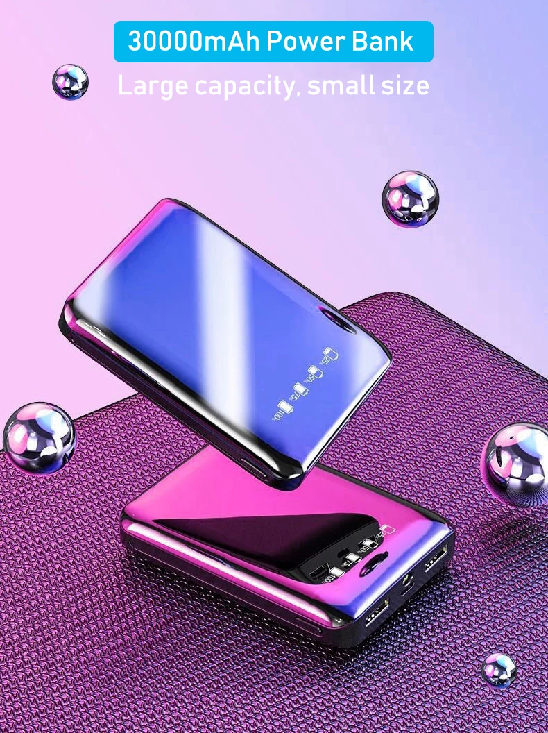 Mi ni 30000mAhPower Bank mi PowerBank быстрое зарядное устройство с двумя портами Usb внешний