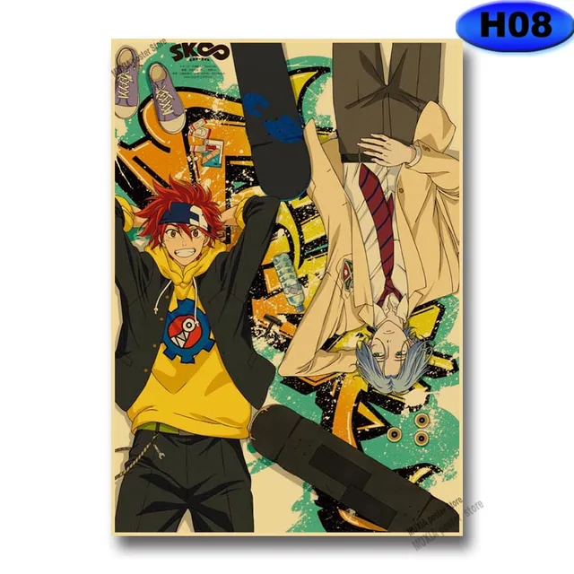 Vintage SK8 The Infinity Poster Kraft Paper Anime Posters Wall Stickers Home Decor Study Bedroom Bar Cafe Decoration Painting H08