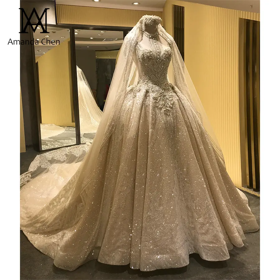 Robe soiree Дубай роскошное блестящее свадебное платье с хрустальными бусинами