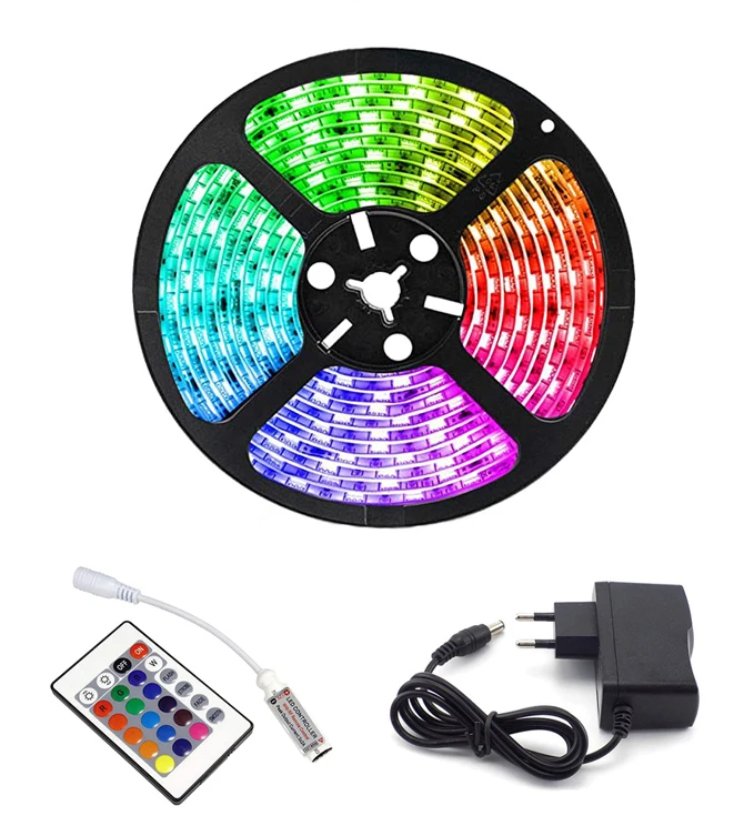 

Светодиодная лента RGB 12 В, водонепроницаемая гибкая светодиодная лента Pc SMD 2835 1 м-5 м 10 м 15 м 20 м RGB 12 В, светодиодная лента для телевизора, ИК светильник т дистанционного управления, полный комплект