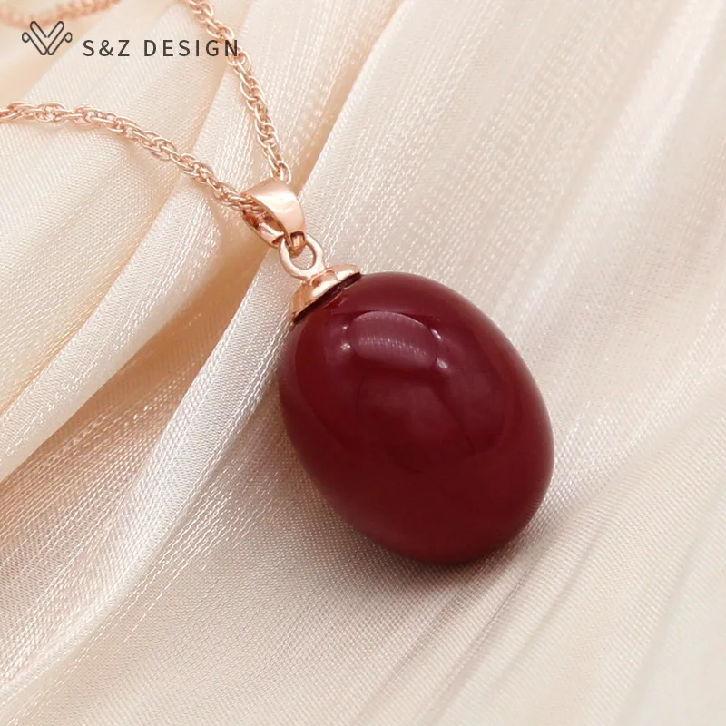 S&Z DESIGN New Fashion Colorful Egg Shape Oval Acrylic Beads  Pendant Necklace For Women Wedding Party Elegant Fine Jewelry