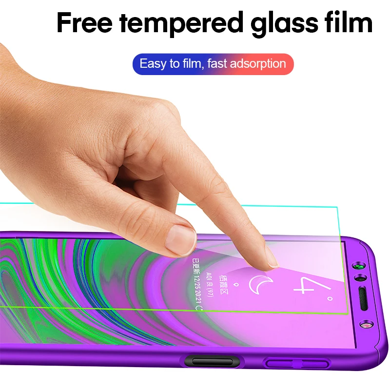 Горячая 360 градусов Полная защита чехол для samsung Galaxy A10 A20 A30 A40 A50 A60 A70 A3 A5 A7 A6 A8 плюс крышка с Стекло
