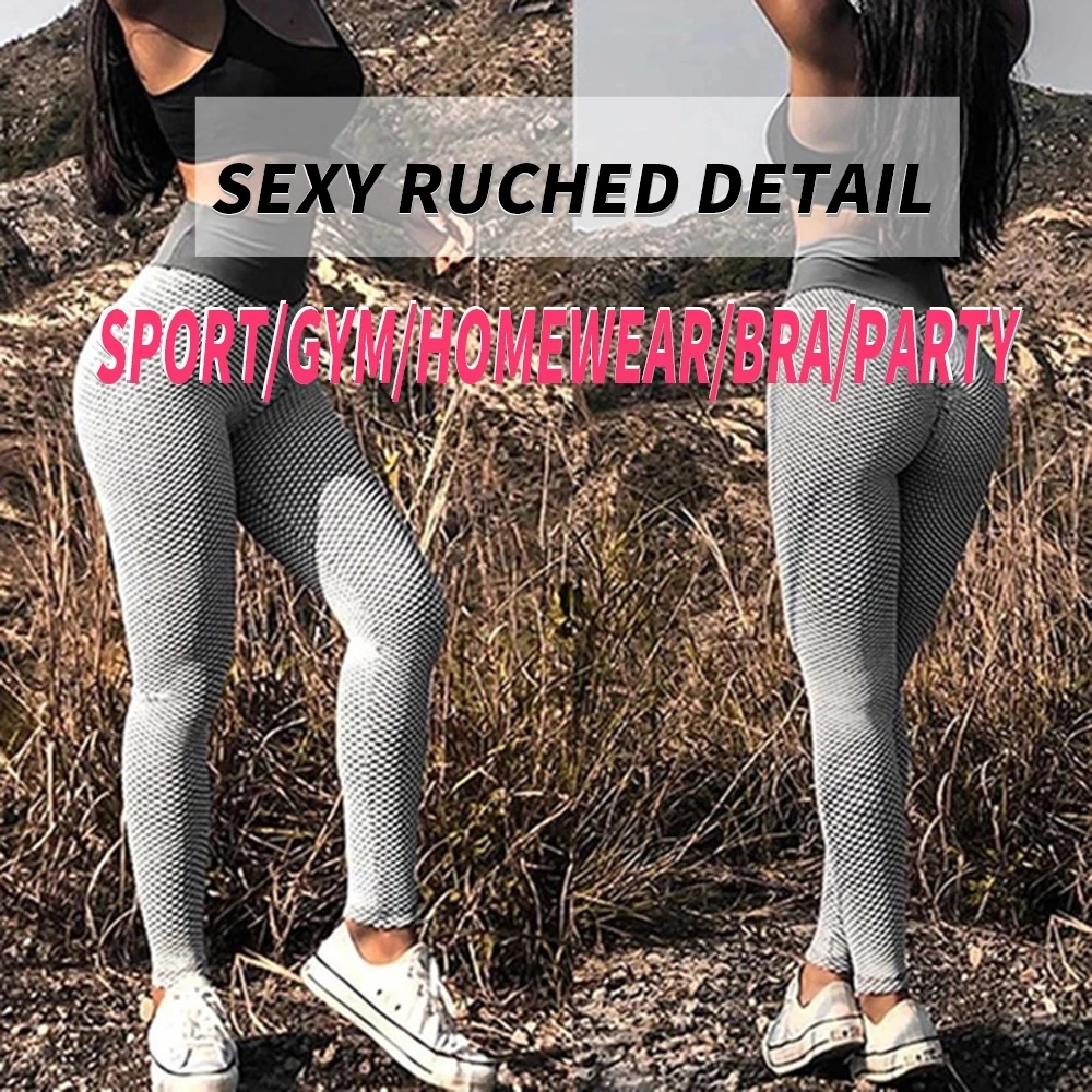 Mesh Sexy Yoga Pants Women High Waist Tummy Control Push Up Workout Leggings Gym Textured Booty Tights Quick Dry Fitness Pants