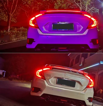 

New Design Rear Wing Spoiler For Honda Civic 10 Gen Sedan 4D 2016-2017-2019 Flowing Brake Lamp Trunk ABS Plasti Spoiler Wing