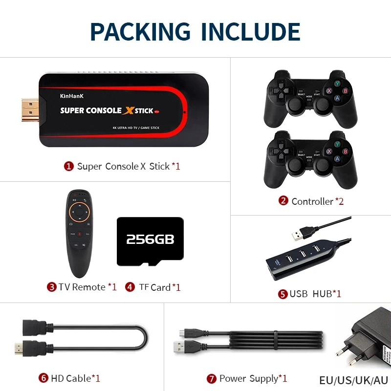 Super Console X 4K Game Stick Mini Console Per Videogiochi Funzione Tv Box Integrata 50000 + Giochi Per Psp/Ps1/N64/Snes/Nds