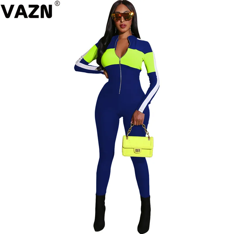 VAZN, новые обычные комбинезоны с высоким воротом, Young Energy, мягкие, модные, с круглым вырезом, полный рукав, эластичные, для женщин, с высокой талией, длинные, узкие комбинезоны