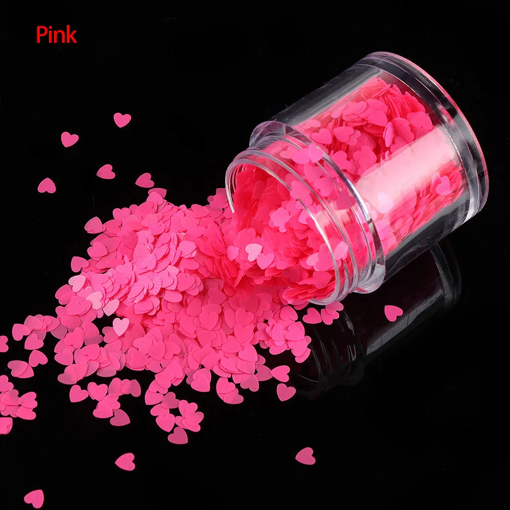 Pink 1 коробка 9 цветов Светящиеся Блестки для ногтей флуоресцентные хлопья для ногтей 3D блестки в форме сердца голографические DIY светящиеся украшения для ногтей - Цвет: Pink