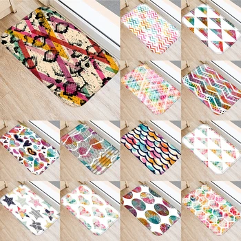 

1pcs 40*60cm Geometric Snake Pattern Anti-Slip Suede Carpet Door Mat Doormat Outdoor Kitchen Living Room Floor Mat Rug 48268