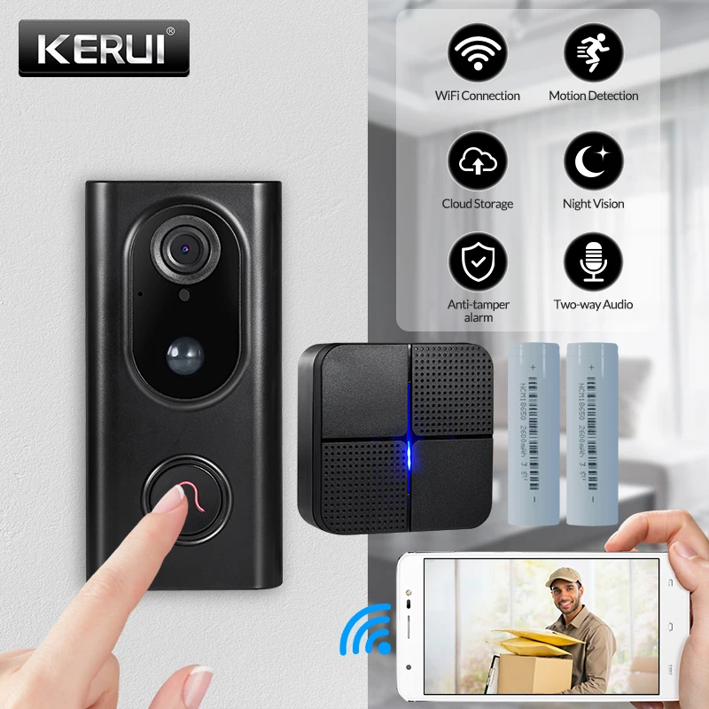 

KERUI L16 Wireless Video Doorbell Home Intercom WIFI Smart Doorbell 960P Camera Two-Ways Audio Night Vision Phone APP Monitoring