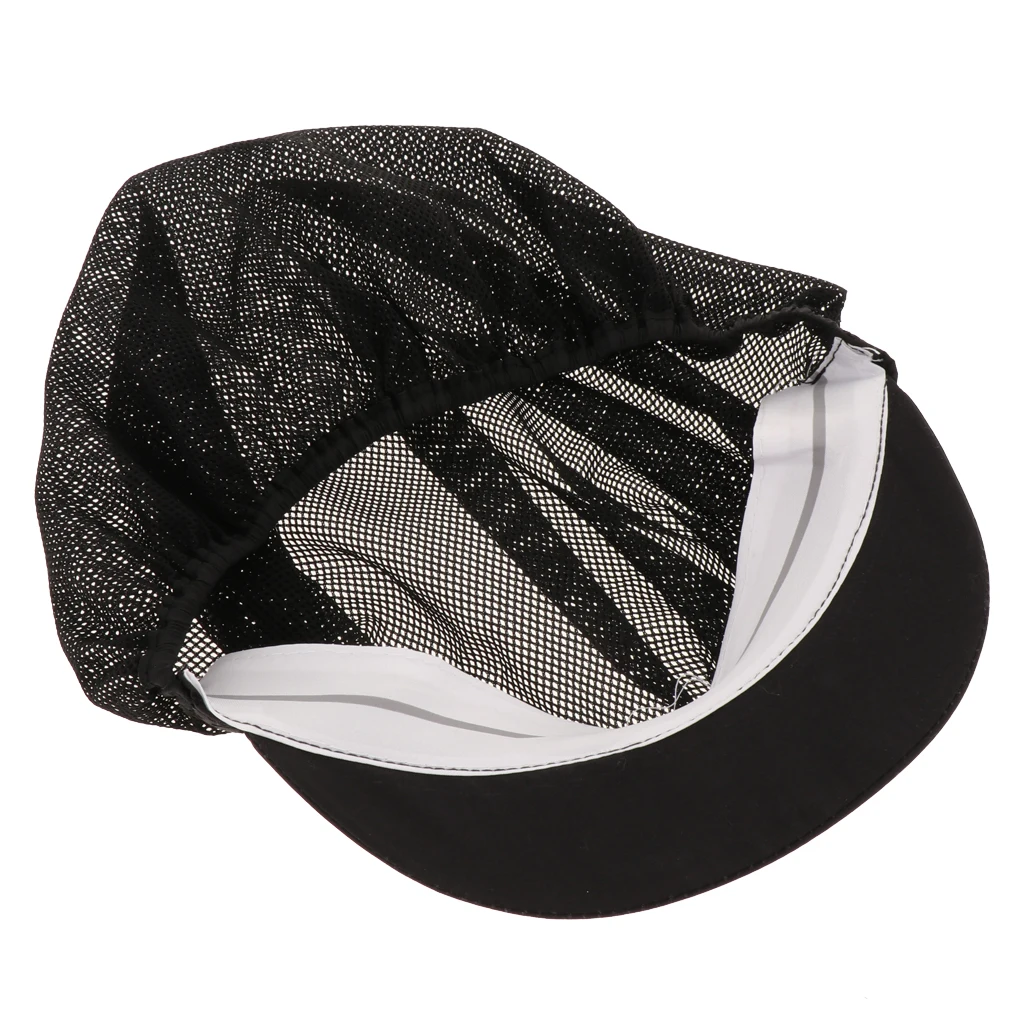 Women Men Chef Mesh Hat with Elastic Band Kitchen Hair Net Catering Cooking Working Breathable Headwear Cap - Black (Pack of 3)