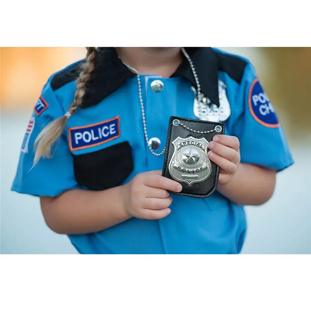 Dress Up Occupation Pretend Play America Police Special Agent Officer Badges Card ID Cards Holder With Chain And Belt Clip 2