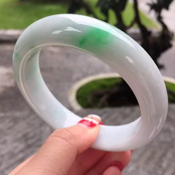 

Natural Burmese Jade 54-64mm Ice Light Purple Two-color Bracelet Elegant Princess Jewelry Send Mom to Girlfriend