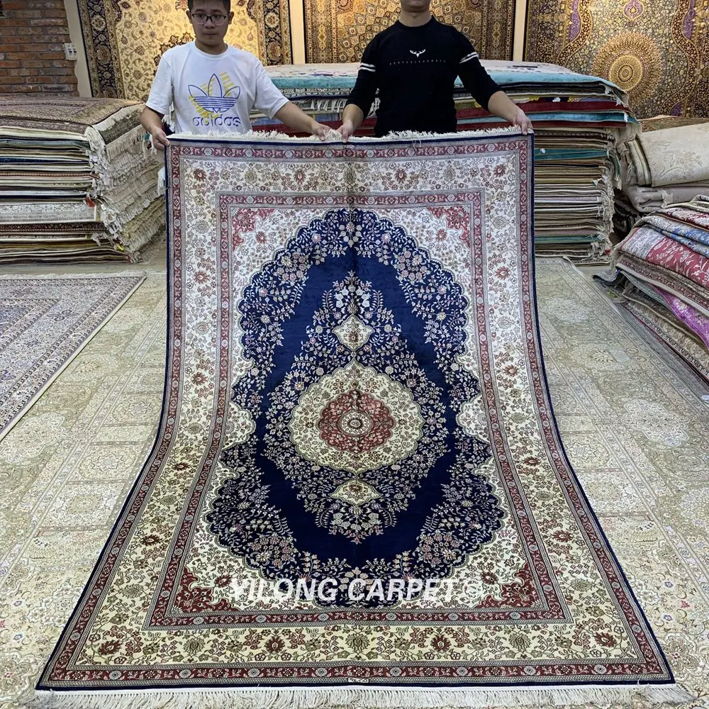 Yilong 5'x8' Hereke шелковый ковер синий vantage ручной завязанный традиционный Восточный ковер(HF324B
