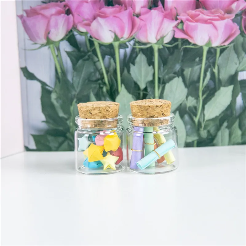 37x40x27mm 20ml Cute Glass Vials Glass Bottles with Corks Small Jars Gift Bottles 50pcs Factory