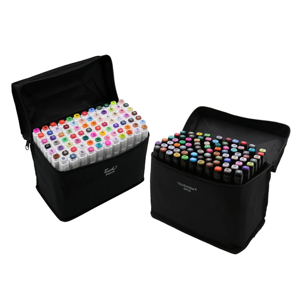 80 Colors Dual Head Brush Water Fine Broad Tip Set Drawing Based Art Marker Pens