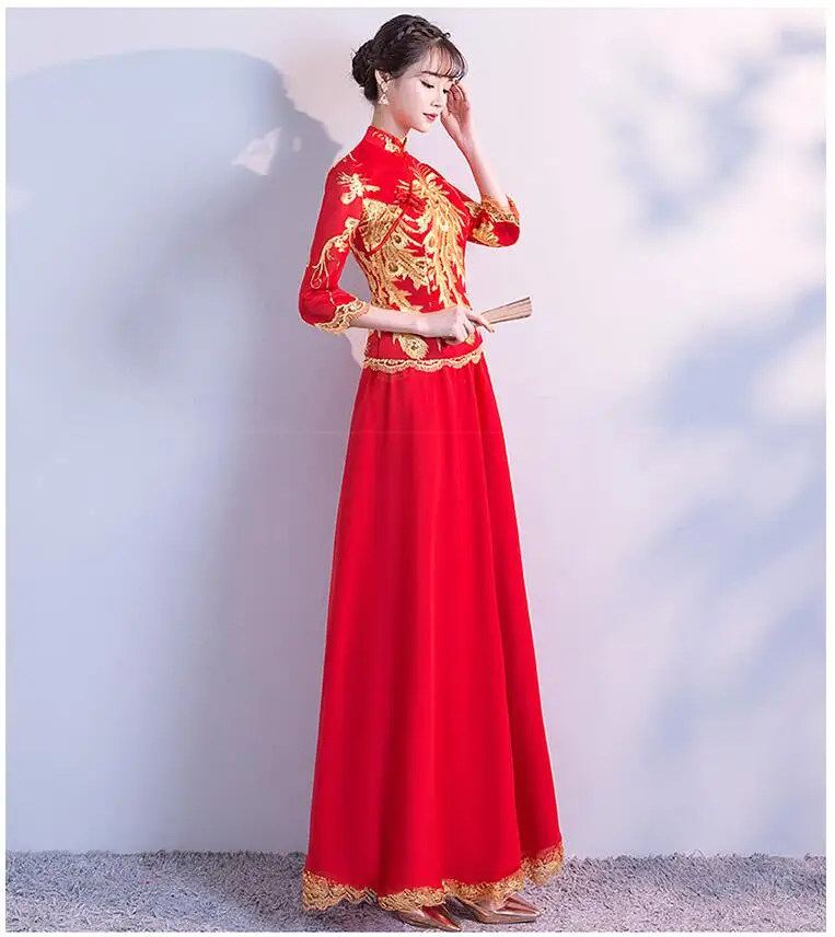 Китайское традиционное платье Ципао для женщин невесты Cheongsam винтажные Свадебные платья леди династии Тан костюм