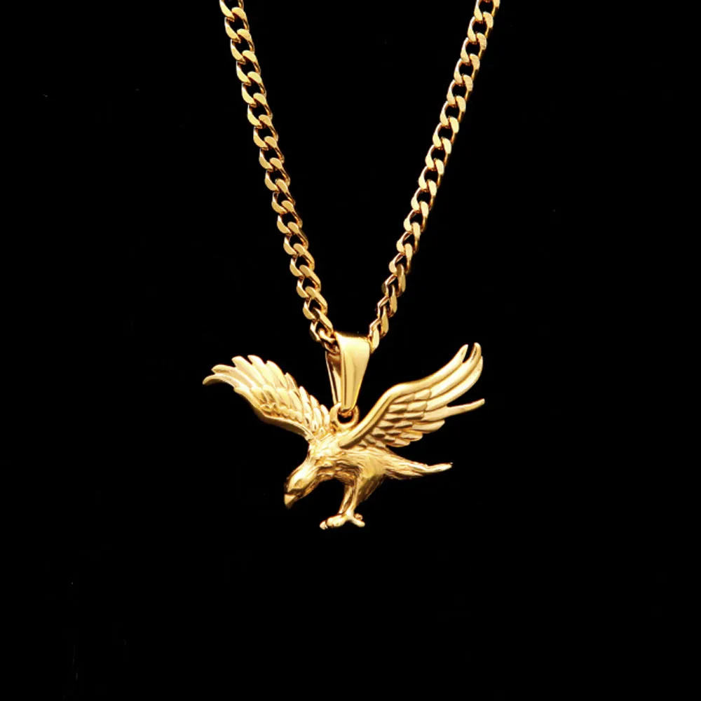 NEW Hip Hop Men Women Stainless Steel ROC Eagle Pendant Necklace Gift Souvenir