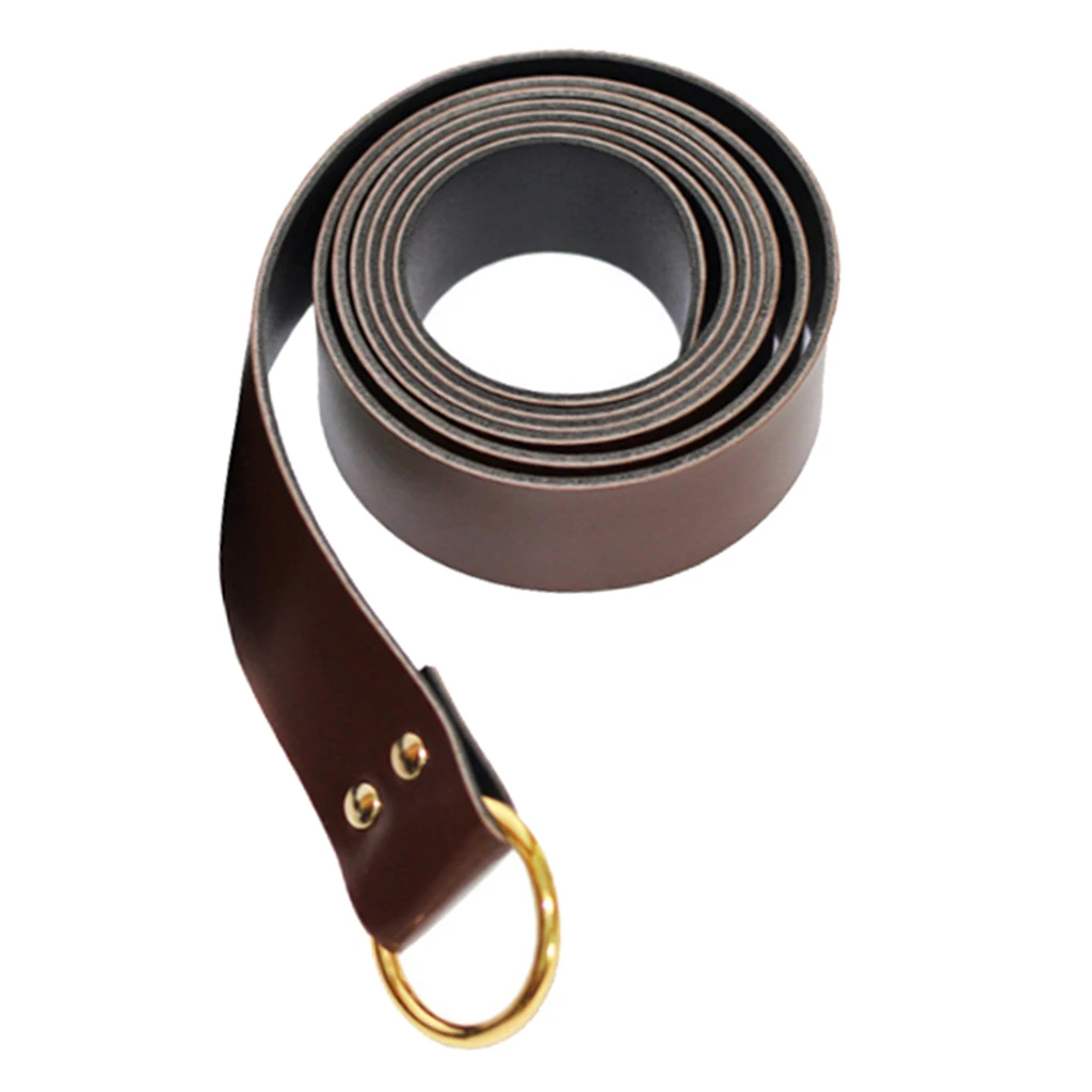 Knight Steel Ring Buckle Leather Waistband Belt for Mens Party Costume 185cm