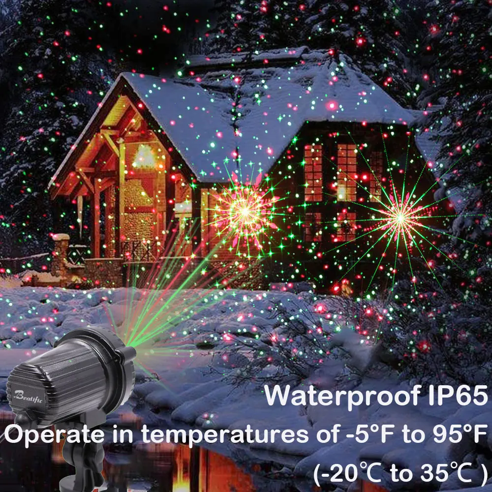 Outdoor Christmas Laser Projector New Year Decorations Lights 2021 Dynamic 32 Patterns with Remote