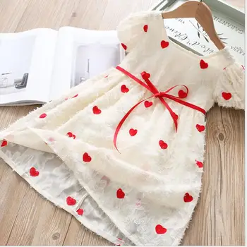 

2020 Summer Baby Girls Love Pattern Bow Dress, Princess Kids Sweet Clothing 5 pieces/lot, Wholesale