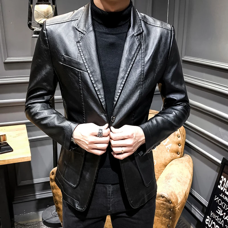 

Loose Self-cultivation Clothing Tide Casual Coats Man Motorcycle Leather Jacket Men Slim Fit Mens Jackets