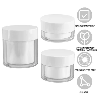 

3pcs Plastic Cream Jar Cosmetics Container Jar Wild-mouth Bottle Cream Storage Container for Home Travel Shop (20g White Box Whi