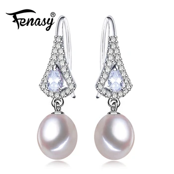 

FENASY Natural Freshwater Pearl Earrings For Women Trendy 925 Sterling Silver Long Earrings Luxury Wedding Engagement Jewelry