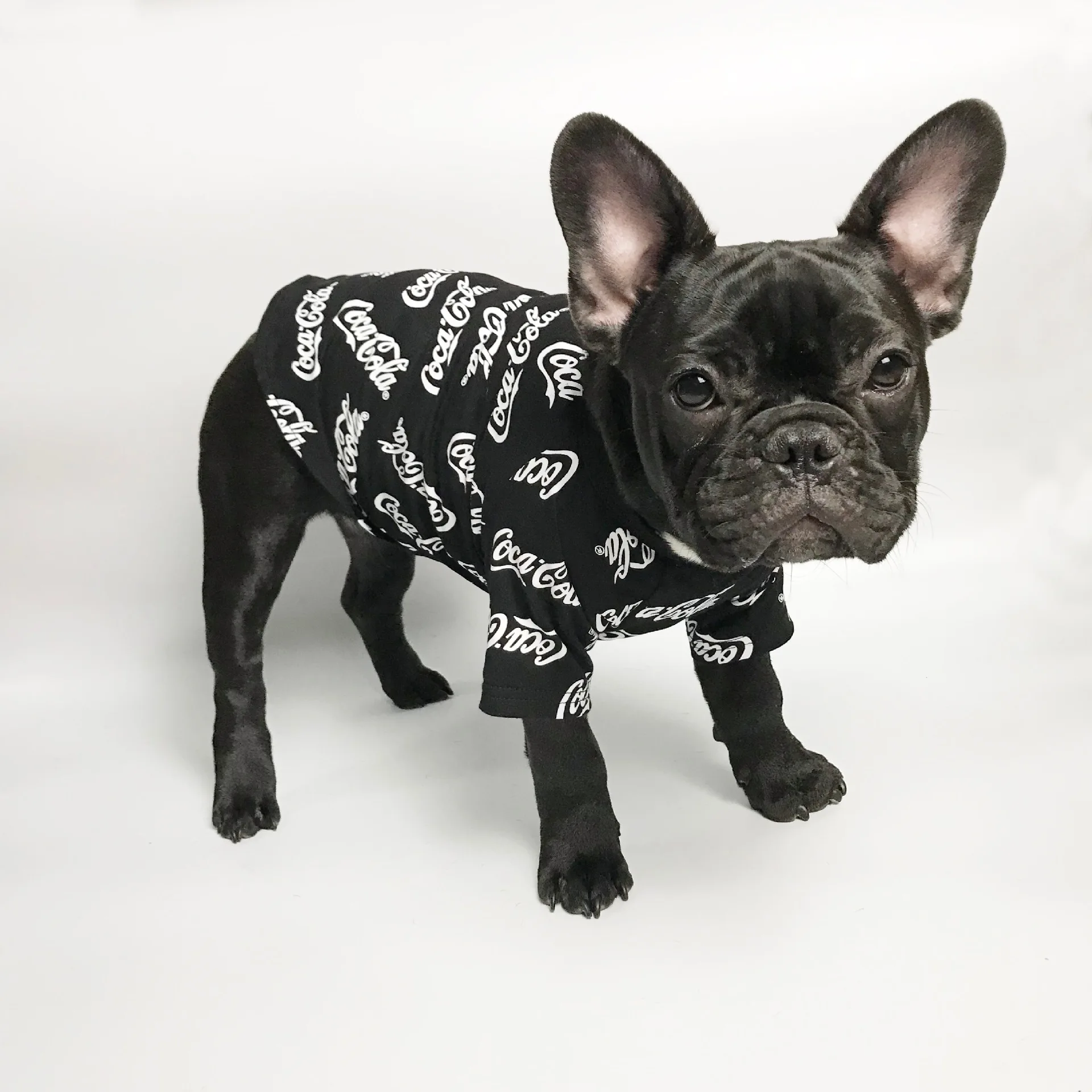 Дождевик для собак, одежда для больших собак, камуфляжная водонепроницаемая одежда, дождевик для собак, костюмы для прогулок на открытом воздухе, французский Бульдог - Цвет: Black T-shirt