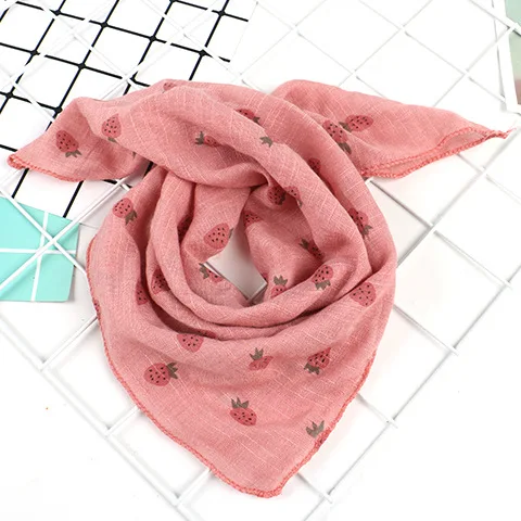 Strawberry pink 45*45 см, детский хлопковый шарф для маленьких мальчиков и девочек, милый детский шейный платок, детский маленький квадратный шарф, мягкий нагрудник - Цвет: Strawberry pink