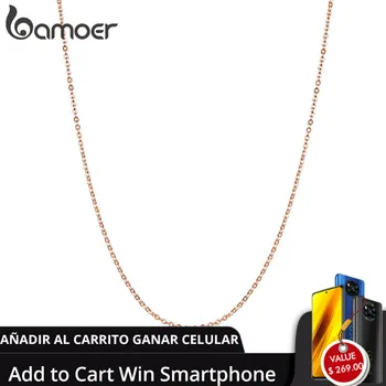 

BAMOER 925 Sterling Silver Basic Rose Gold Color Color Necklace for Women Necklaces Only Fit Pendant Female Fine Jewelry SCA014