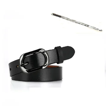 

Fashionable Retro Female Belt Jeans Casual Cowhide Belt with Pin Buckle, Free with Punch Pin