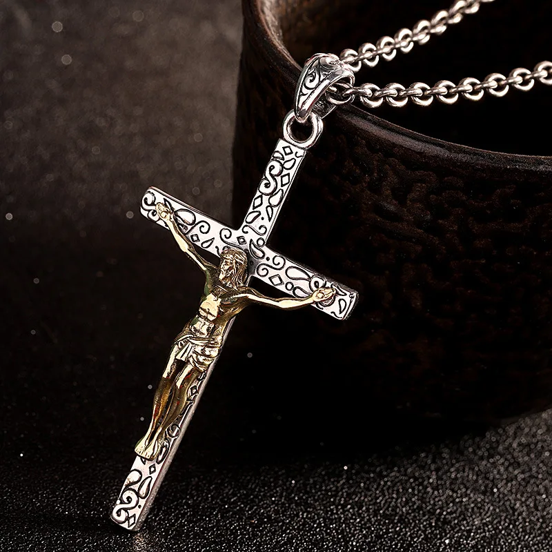Jesus Cross Pendant 925 Sterling Silver 