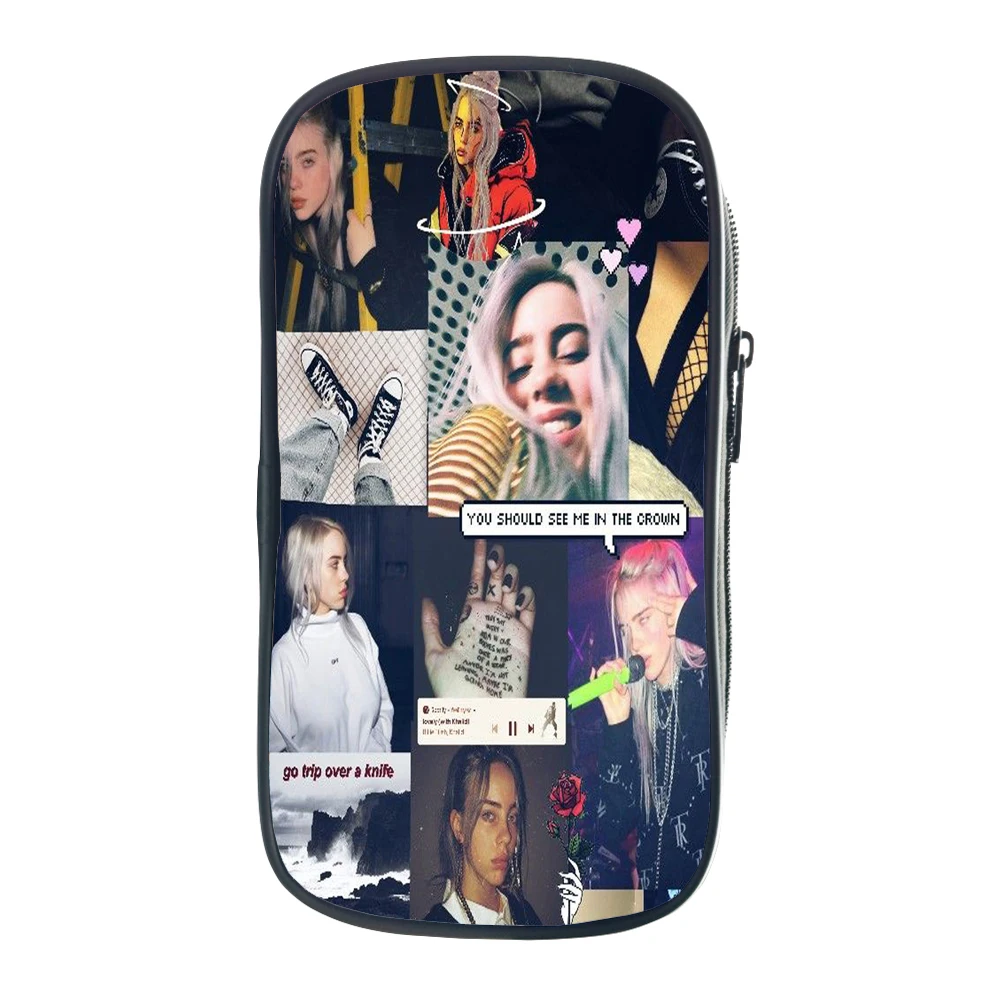 13 Модный чехол для карандашей Billie Eilish, Студенческая ручка, сумка для карандашей для подростков, детская канцелярская сумка, держатель для карандашей для мальчиков и девочек, праздничный подарок - Цвет: 13