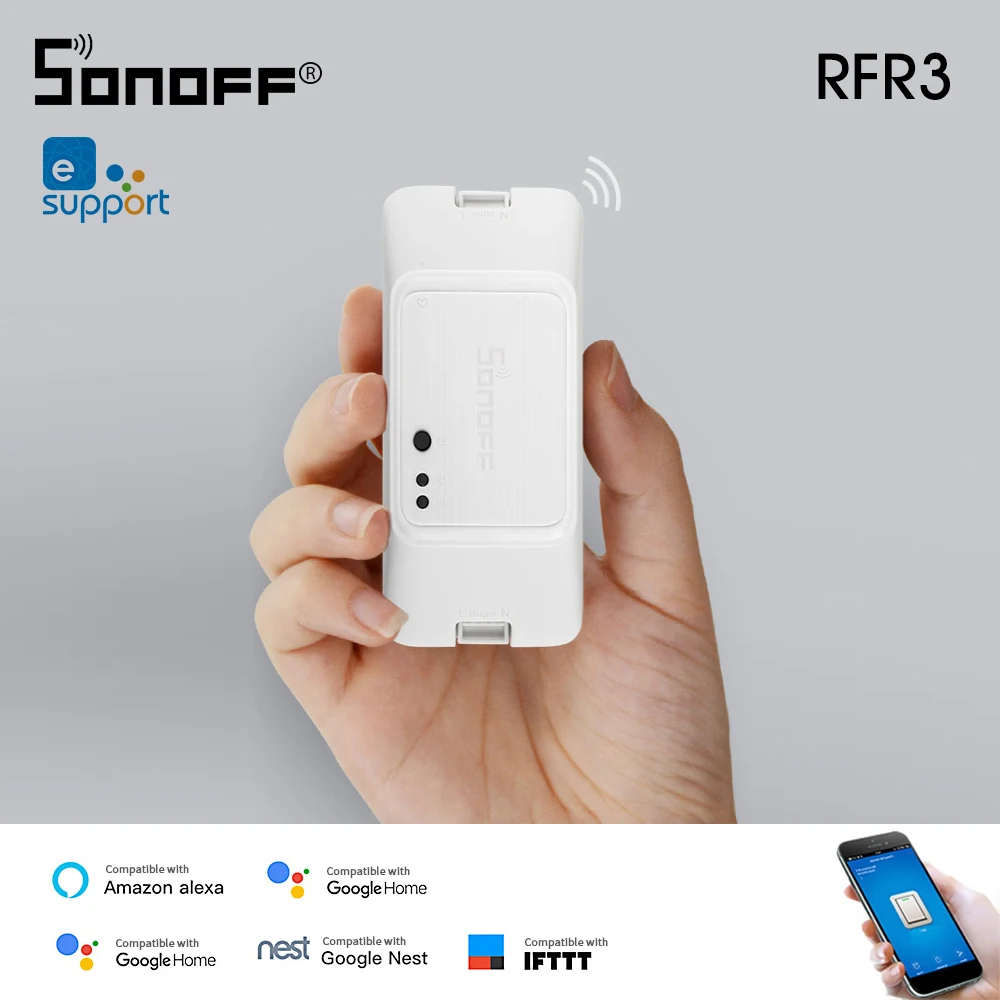 SONOFF RFR3 wifi DIY умный переключатель 433 МГц RF контроль таймер светильник управление Лер приложение беспроводной пульт дистанционного управления домашний модуль умный переключатель