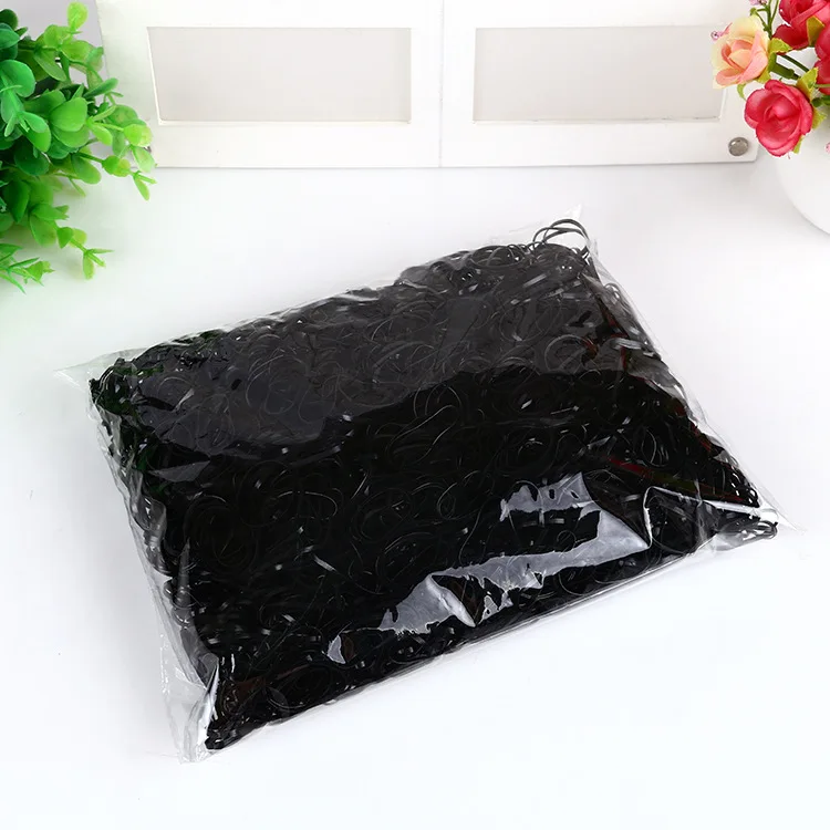 black200 200 p/500 p/pack прозрачная эластичная канатная Резиновая лента для волос для женщин и девочек, держатель для галстука конский хвост, аксессуары, инструменты для укладки волос - Цвет: black200