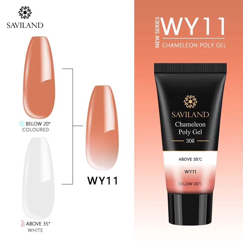 WY11 SAVILAND 30 мл акриловый поли гель изменение температуры гель термальный быстрое строительство замочить от УФ СТРОИТЕЛЬ Гель-лак для нейл-арта лак - Цвет: WY11