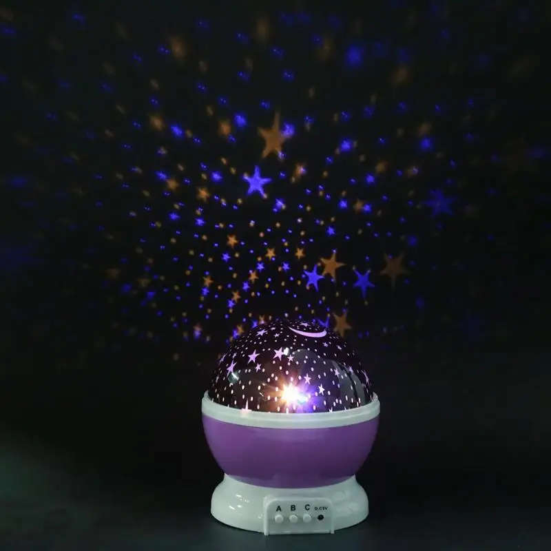  LED Night Light Projector Star Moon Sky Rotating Battery Operated Bedside Lamp For Children Kids Ba - 4000231842225