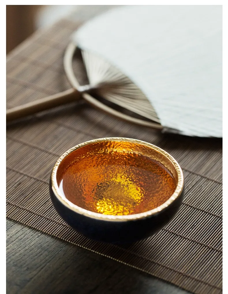 Керамическая 24K Золотая Красивая Роскошная чайная чашка в китайском стиле кунг-фу традиционная чайная чашка фарфоровая чашка маленькая чайная чаша подарок