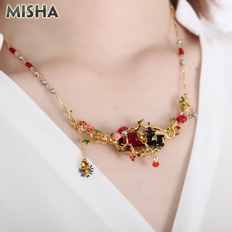 Роскошное ожерелье MISHA для женщин, очаровательные драгоценные камни ручной работы, глянцевое покрытие, ювелирное ожерелье для дам, подарок на день рождения L980