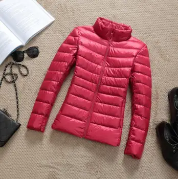 

Hot 2020 Autumn Winter Thin Down Jacket Women Slim Short Hooded Warm White Duck Down Coat Women Outerwear