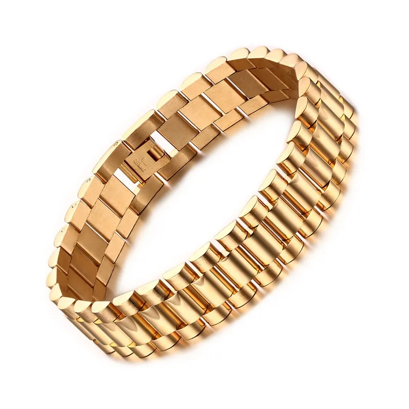 Однотонные браслеты ROLLIE LINK для мужчин золотистые из нержавеющей стали роскошный