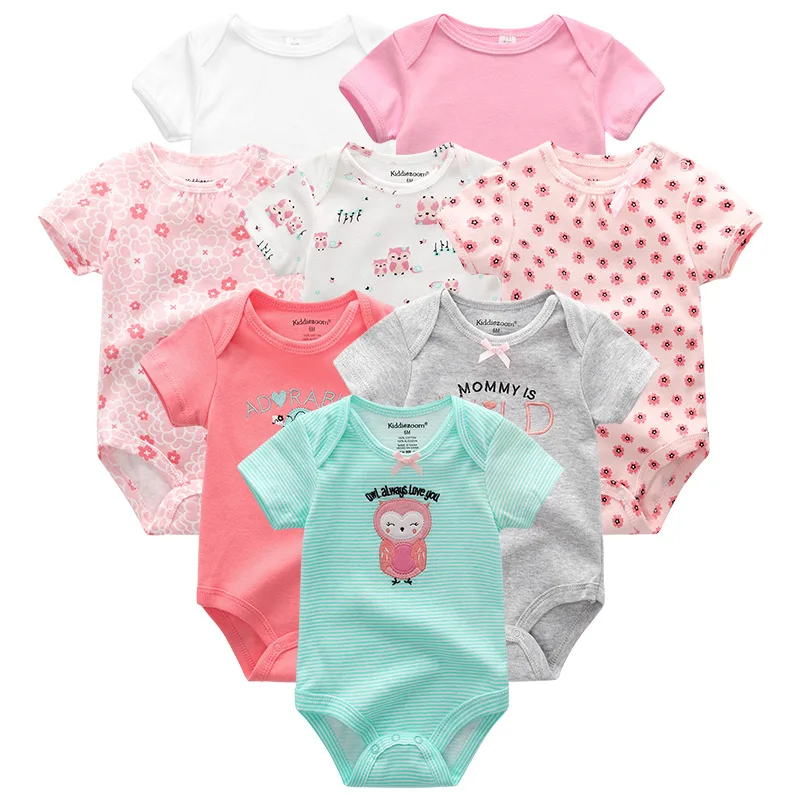 8 Piece/lots Newborn Baby Girls Rompers Cotton Short Sleeve Suits Clothing Boys Cartoon kids Jumpsuits