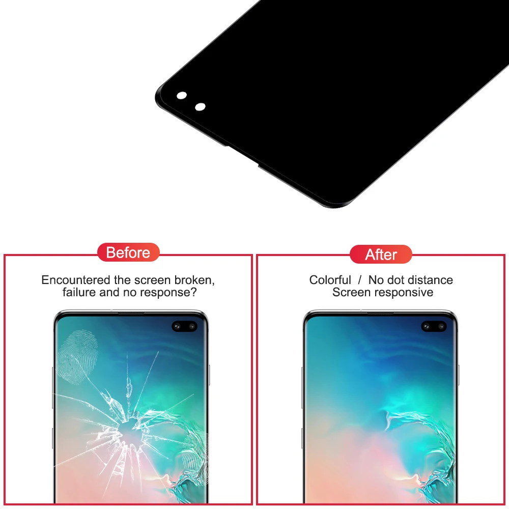Динамический AMOLED для 6," samsung Galaxy S10+ S10 Plus ЖК-дисплей рамка+ сенсорная панель дигитайзер Замена