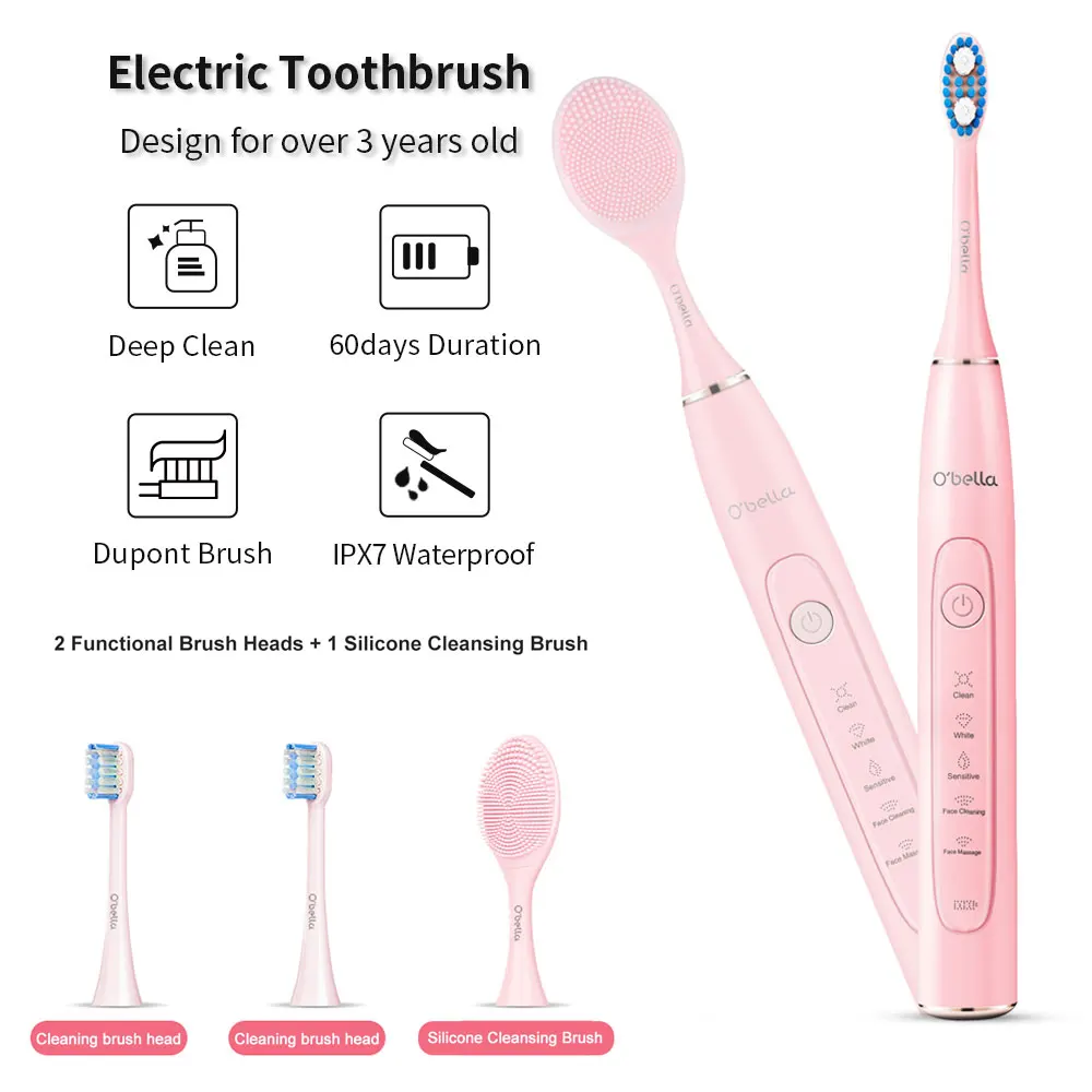 O'bella T10 Electric Toothbrush USB Rechargeable Sonic Electrric Toothbrush Upgraded Ultrasonic Toothbrush Face brush O'bella T10 Electric Toothbrush USB Rechargeable Sonic Electrric Toothbrush Upgraded Ultrasonic Toothbrush Face brush