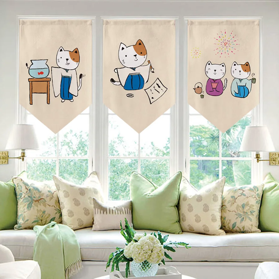 Anese Style Lucky Cat Cartoon Triangular Flag Kitchen Half Lucky Cat Cartoon Triangular Flag