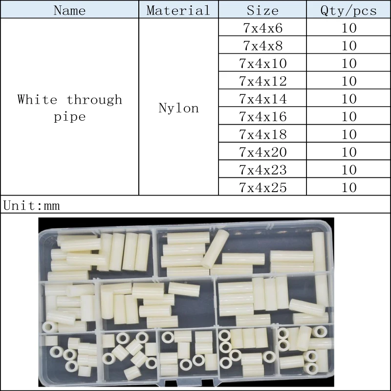 M3 M4 ABS нейлон круглый разделитель пластиковые противостояние колонки Ассортимент Комплект Белый(OD* ID* H