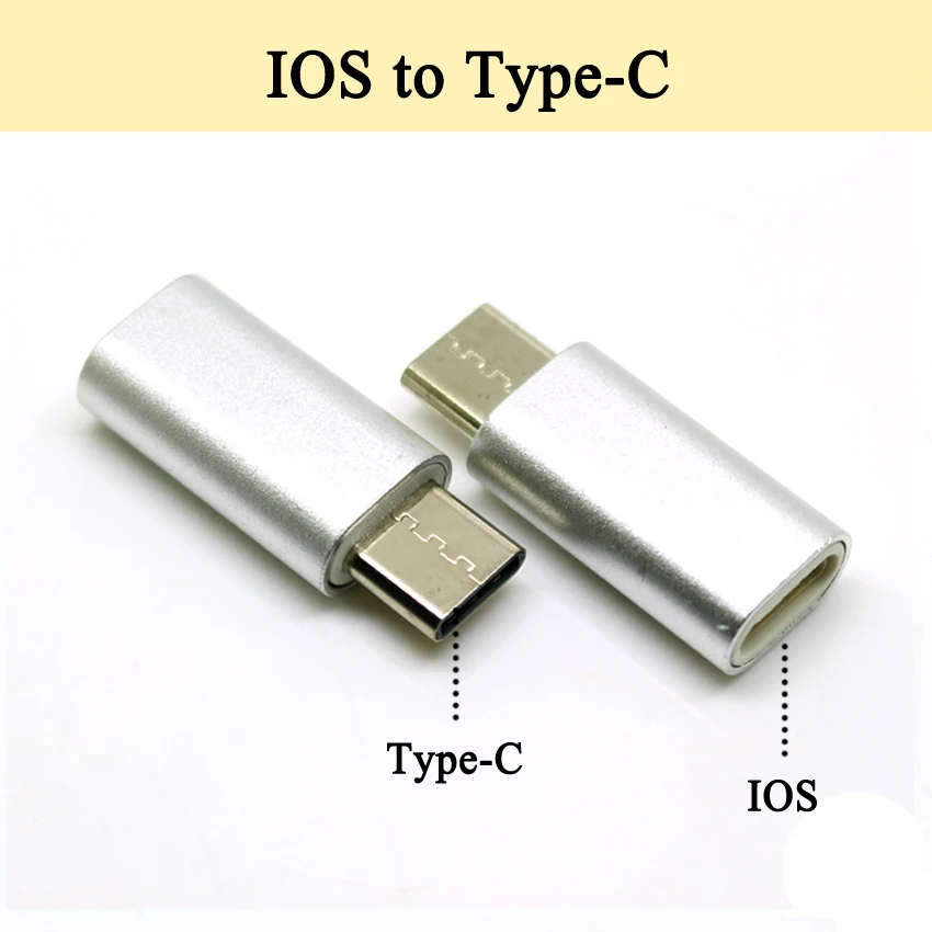 1 шт. для iPhone Micro usb type-C Мужской зарядный кабель из алюминиевого сплава конвертер зарядный разъем адаптер для телефона Android - Цвет: Type-C Silver